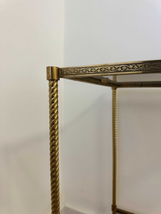 Mesa de apoio francesa em latão e bronze, anos 70 / Vintage 1970s French Brass Bronze Side Table