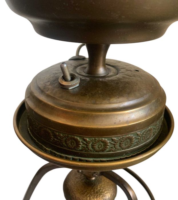 PRL: Stołowa Gabinetowa Lampa z Kloszem Retro