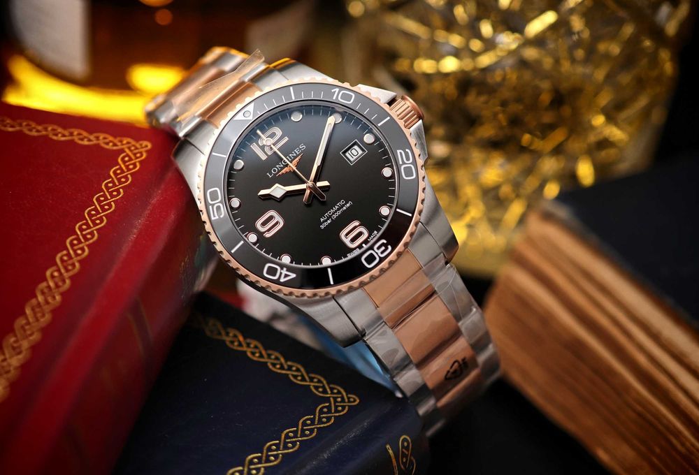 Longines HydroConquest Ceramic L3.781.3.58.7 L37813587 Bicolor Rose Gold Męski Zegarek Automatyczny Diver