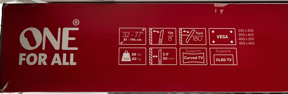 Suporte de TV ONE FOR ALL WM 6453 (ajustável 32” a 77”, até 40kgs)