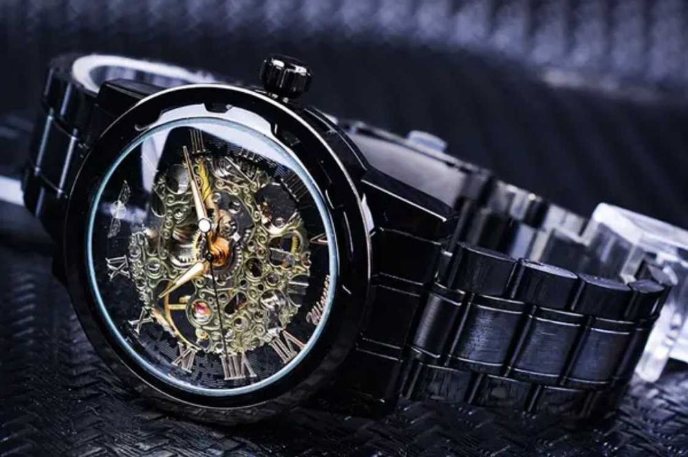 Наручний механічний годинник мужские часы часи механические Skeleton 5