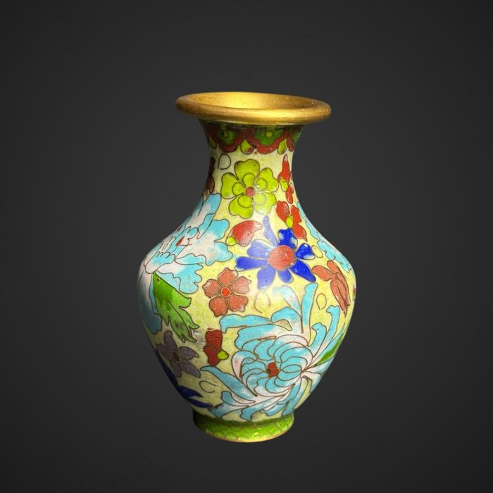 Wazonik wazon emalia cloisonne kolorowe kwiaty B51/082322