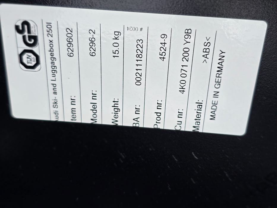 Box bagażnik kufer dachowy THULE Audi  250l