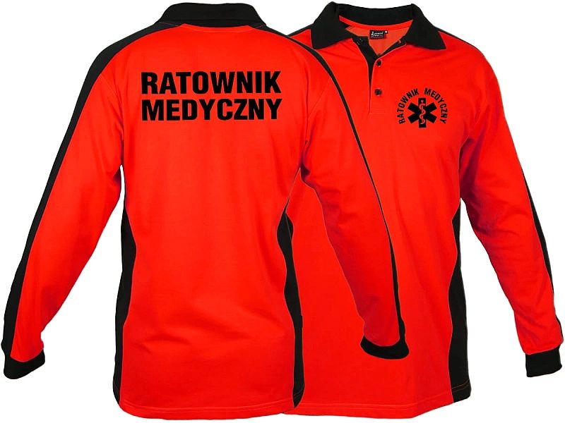 Koszulka ratownicza Polo FLUO męska FUNKCYJNA z długim rękawem (M)