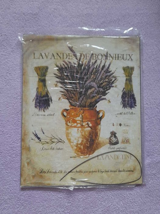 obrazek lawenda metalowy retro, vintage