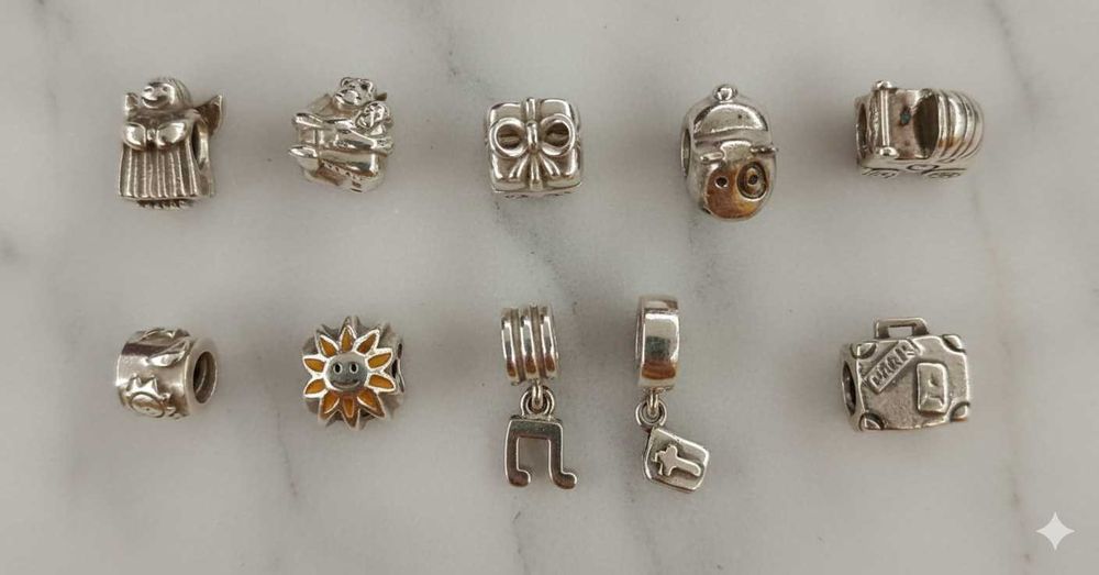 Lote de 10 Contas Originais Pandora em Prata 925