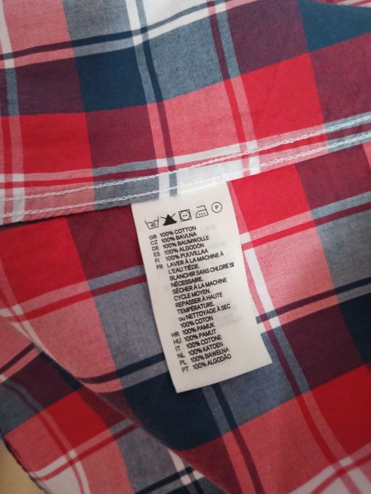 Koszula męska krótki rękaw w kratkę H&M r. M