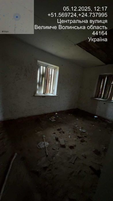 Одноповерхова будівля S= 64,3 м2. 0.1 га, Велимче, вул Центральна 141А