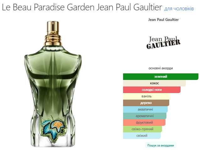 Le Beau Paradise Garden, Jean Paul Gaultier, Eau de Parfum, парфуми, духи.