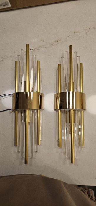 Kinkiet szklany rurki złoty