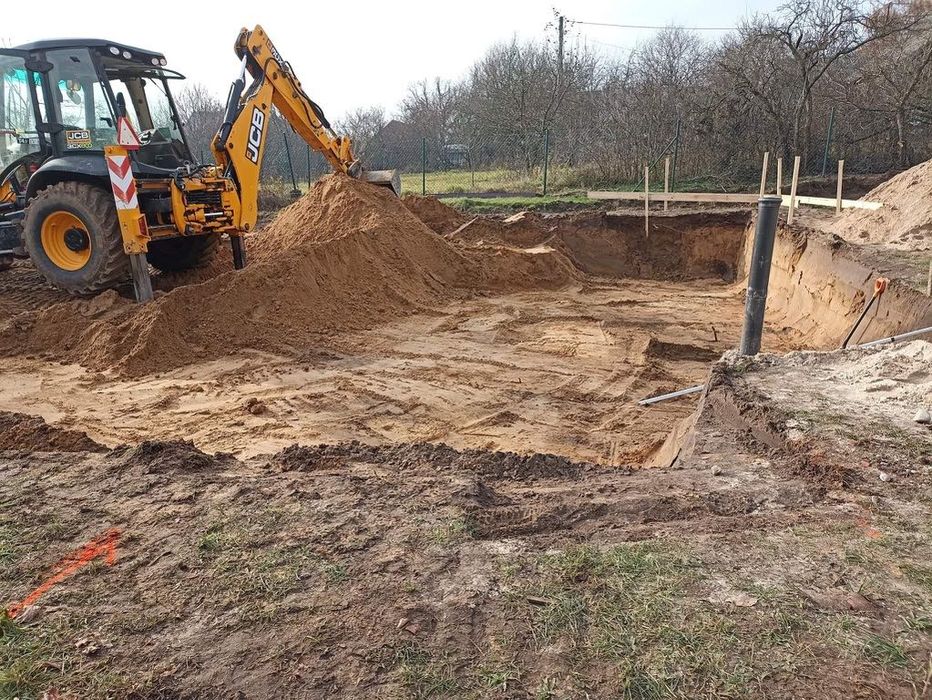 Usługi koparko ładowarką, roboty ziemne, szamba betonowe, piwnice