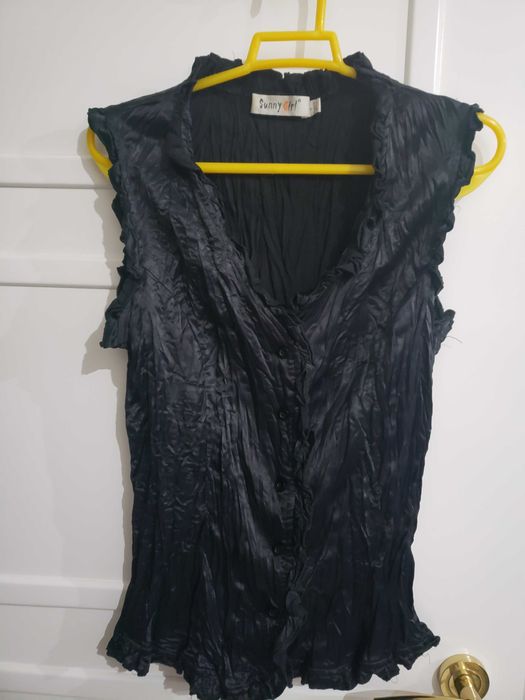 Top Preto de Cetim - Tamanho S