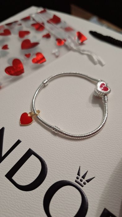 Nowa zawieszka czerwone serduszko do Pandora - Prezent na Walentynki
