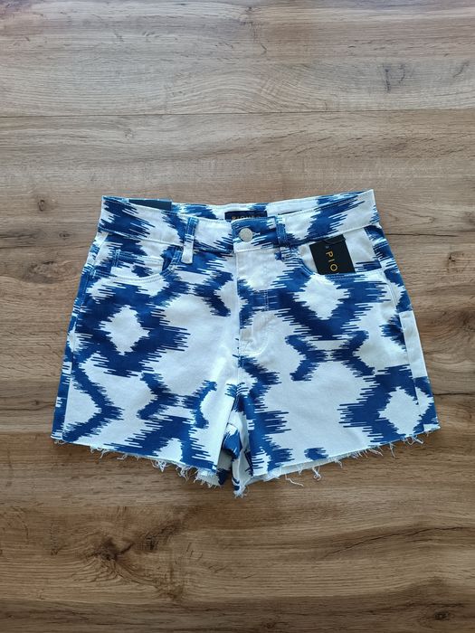 Spodenki szorty jeansowe białe niebieskie bawełna Piombo S 36