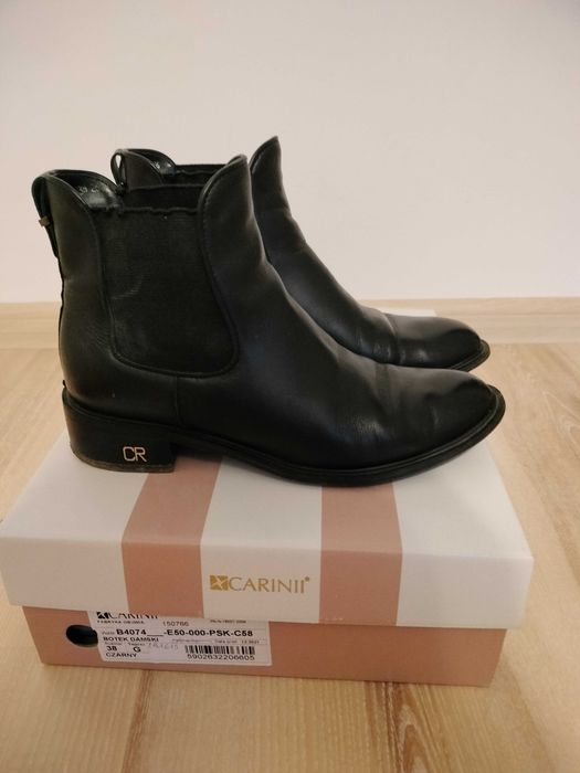 Botki czarne skórzane Carinii