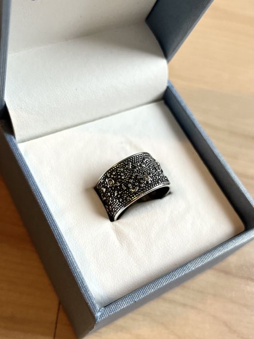 srebrna szeroka obrączka 925