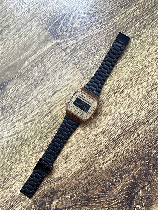 Czarna bransoletka do zegarka casio a158, a168 18mm