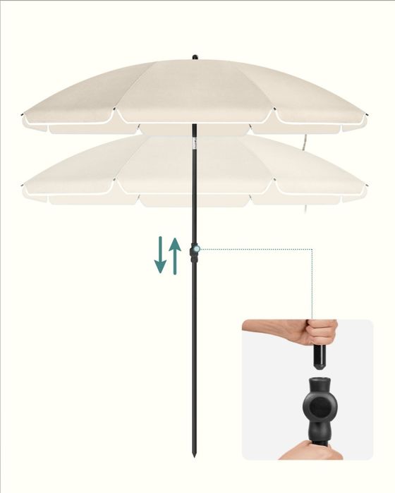 Parasol ogrodowy 160 x 196 cm beżowy