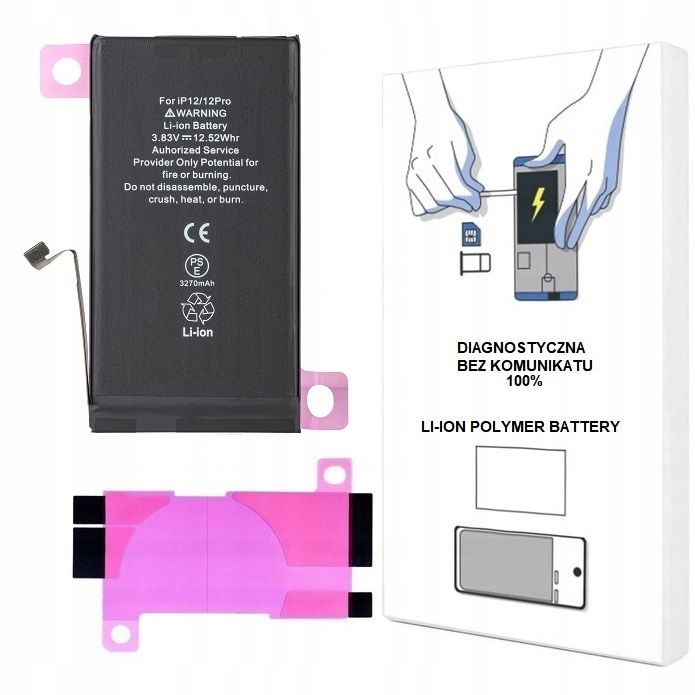 bateria do iphone 12 / 12 pro 3300 mah bez komunikatu większa