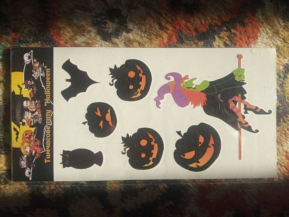 Временно тату "halloween " хэллоуин тыква ведьма