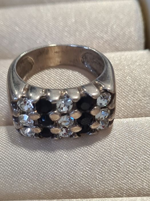 Anel prata e diamantes vintage