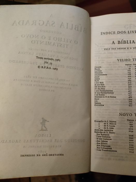 Bíblia antigo e novo testamento. 1963