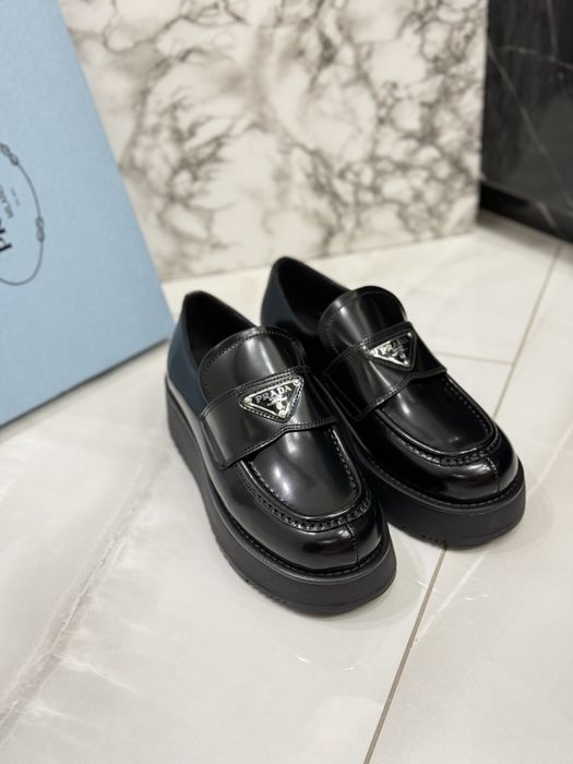 Mokasyny Prada black leather