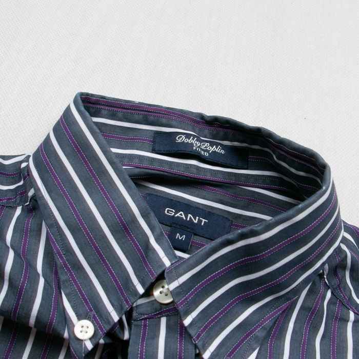 Gant Dobby Poplin Fitted koszula elegancka casual paski premium M