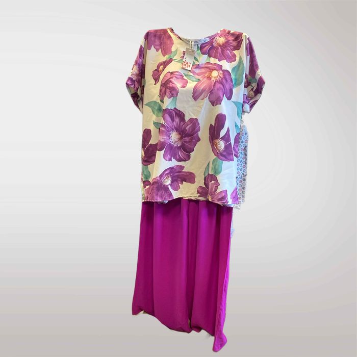 Dwuczęściowy Komplet w Kwiaty na Wiosnę Beżowy