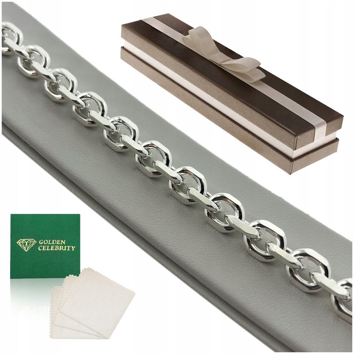Gruba Męska Bransoletka Ankier Srebro 925/23cm/8,5mm Szeroka Prezent+g