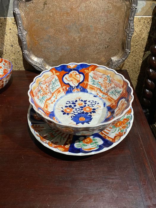 Taça Porcelana Chinesa Séc XIX Imari 25,5 cm