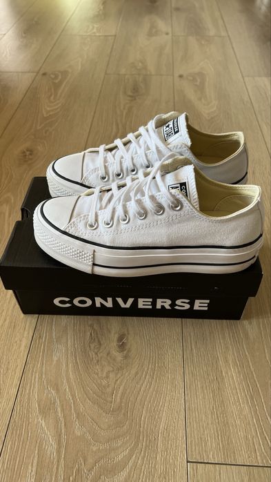 Converse białe platforma 36