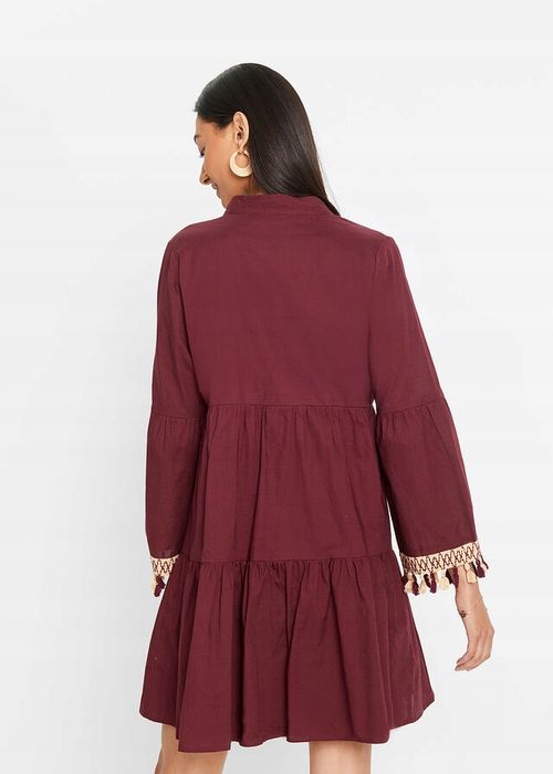 B.P.C sukienka tunikowa boho z frędzlami bawełniana 38.