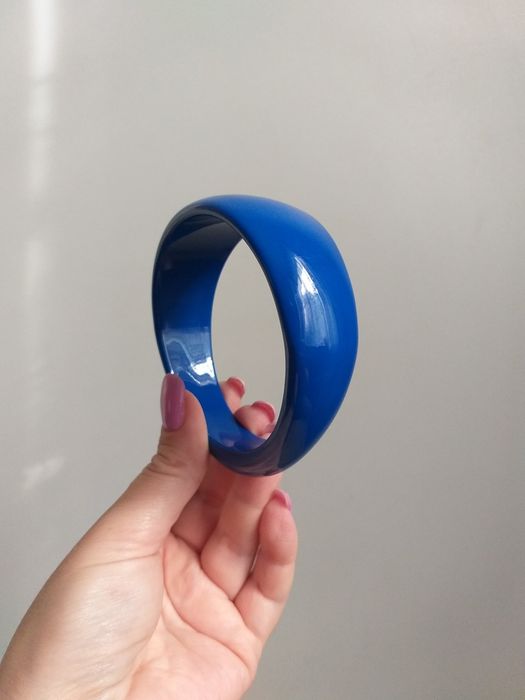 Браслет массивный Индия. Красная нить слон. Синий браслет. Латунь.