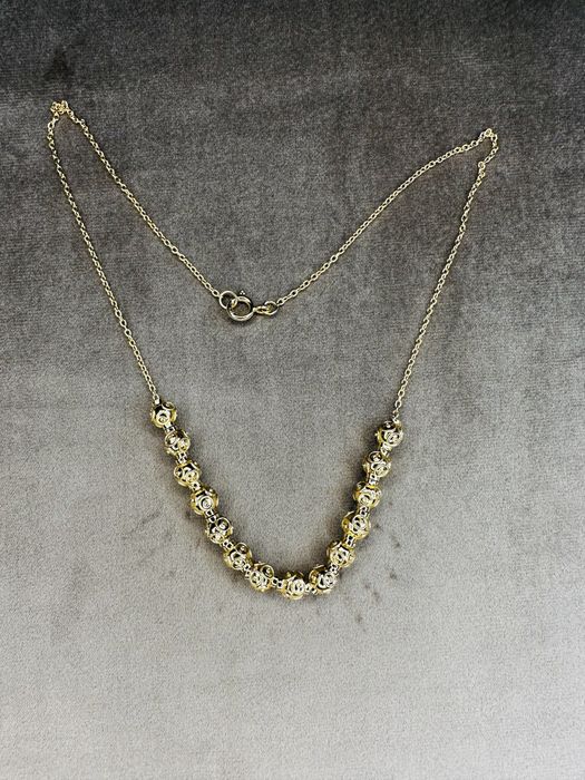 Fio Colar com contas de Viana em prata dourada