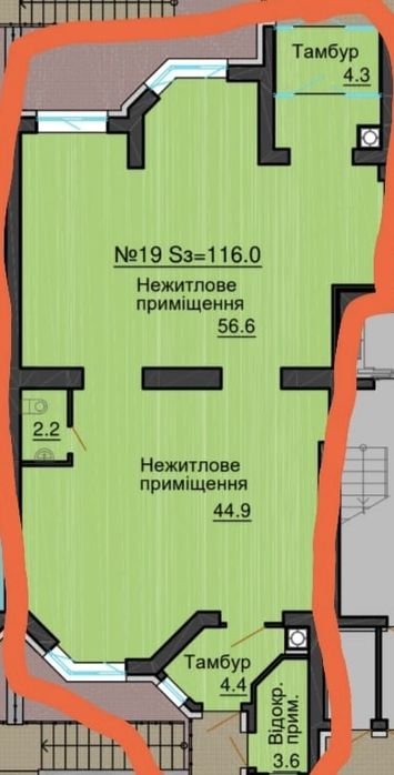 Фасад комерція ЖК Софія Резиденс на алеї біля фонтану, 116,5кв.м.