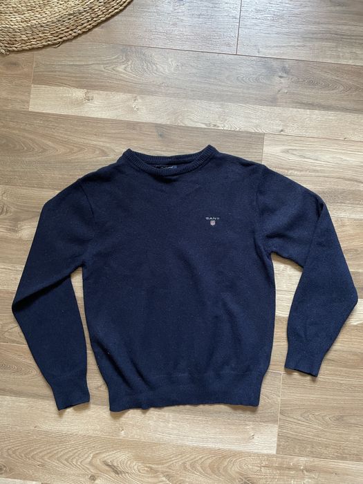 Grubszy sweter granatowy 100% wełniany GANT M