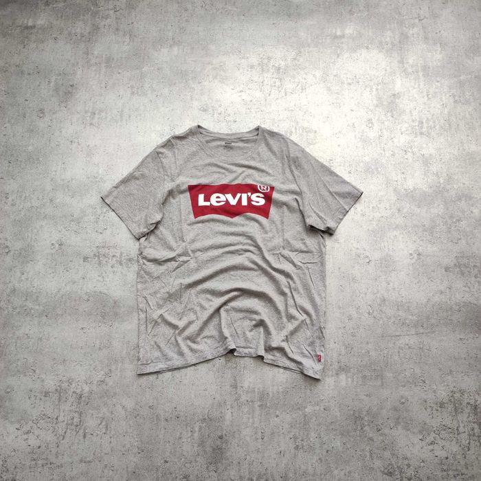 MĘSKA Koszulka Szara Levis Duże Logo PREMIUM Bawełna Elegancka