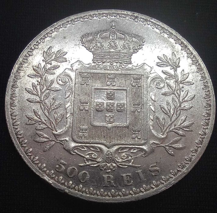 Lote 2 Moedas Prata D. Carlos I - 500 Réis 1907 + 1908 - MBC