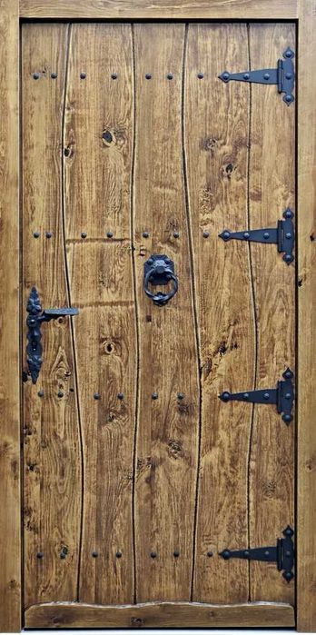 Drzwi DŁUGOSZ drewniane zewnętrzne góralskie ciepłe powietrze GOTOWE