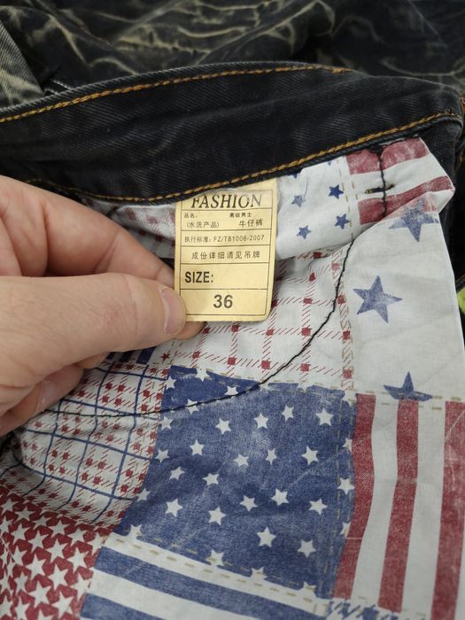 Spodnie jeansowe streetwear handmade custom postarzane L XL