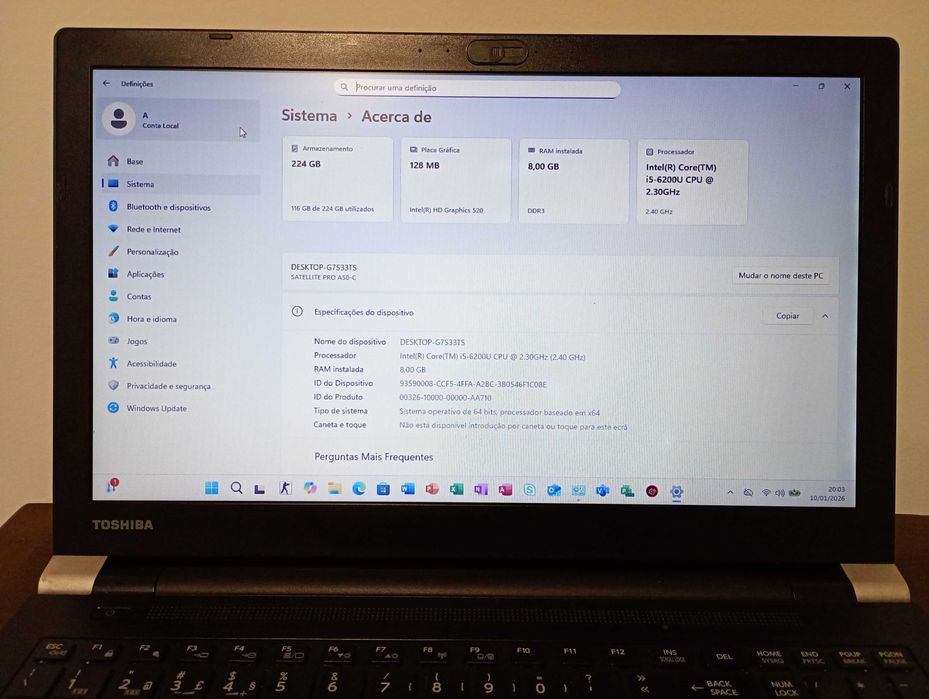 Vendo pc Toshiba Intel core i5 (rápido e pronto a usar)