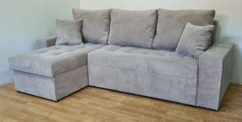 Nowy Narożnik sprężyny automat sztruks welur plusz kanapa sofa rogówka