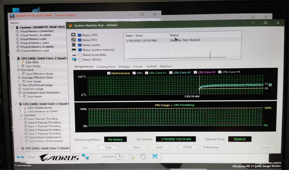 Gigabyte GA-965P-DS4 + Intel Core 2 Quad Q6700 + 8GB DDR2 + ATI x1600