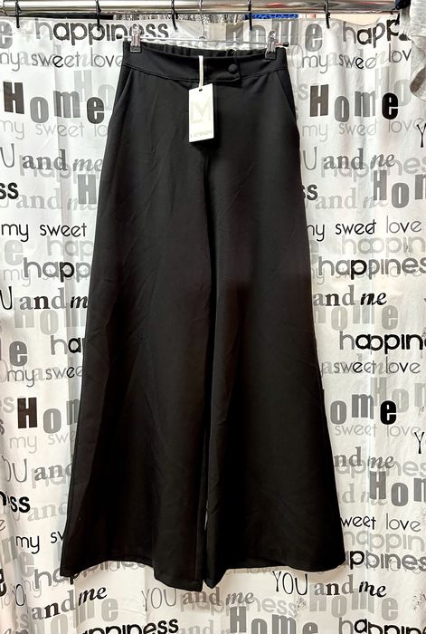 Брюки тёплые палаццо классика, чёрные, Италия, XS-M