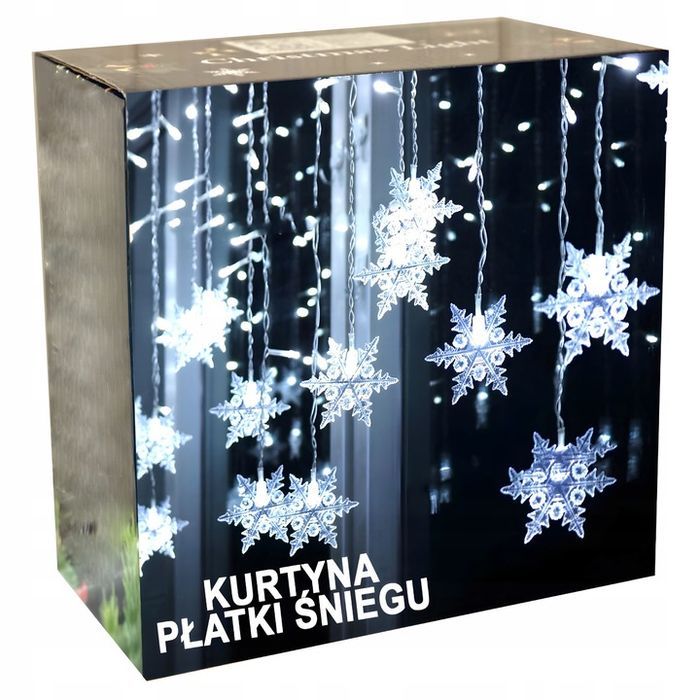 kurtyna świetlna led girlanda płatki lampki na okno świąteczne wiszące 3m