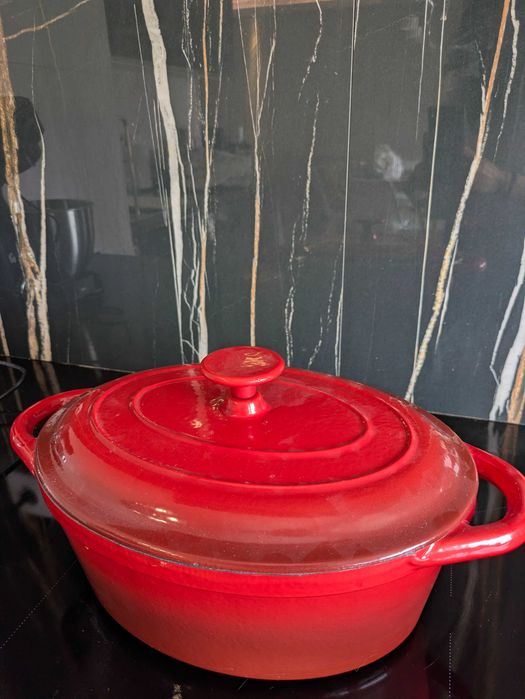Panela / Caçarola de Ferro Fundido Esmaltado – Vermelha (Lidl)