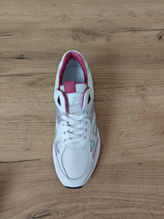 Nowe, białe buty sportowe, sneakersy, kolorowe wstawki, Hip