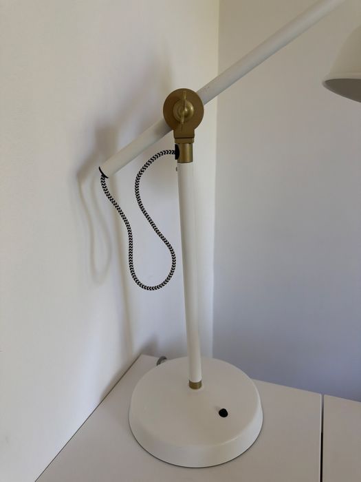 Lampa stolowa biurkowa Ranarp IKEA biala kremowa loft