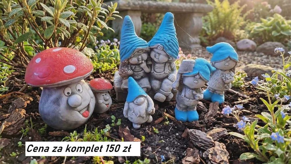Dekoracja figurki dekoracyjne krasnal skrzat ogrodowy grzybki ogrodowe